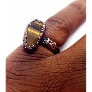 Coffin Tigers eye Ring size 5